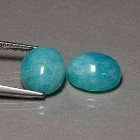 Pedras preciosas de amazonita azul natural de  ct, corte oval, opaco