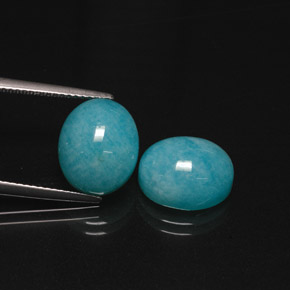 Pedras preciosas de amazonita verde-azul natural de  ct, corte oval, translúcido