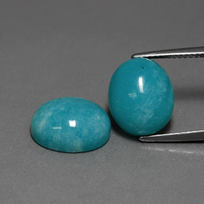 Pedras preciosas de amazonita azul-verde natural de  ct, corte oval, opaco