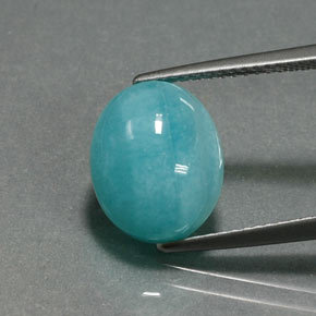 Amazonita verde natural 4,65ct, corte oval, opaco