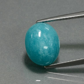 Amazonita verde natural 4,51ct, corte oval, opaco