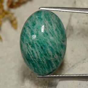 Amazonita Azul verde Natural 10.90ct, Corte Oval, Opaco