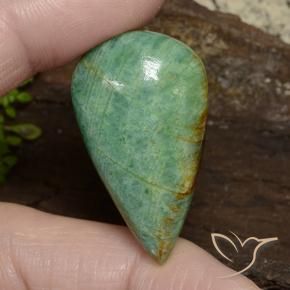 Amazonita Verde Musgo Brilhante Natural 36.56ct, Formato de pêra, Opaco