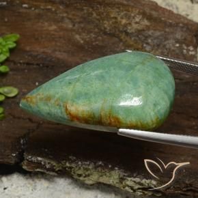 Amazonita Verde Musgo Brilhante Natural 36.56ct, Formato de pêra, Opaco