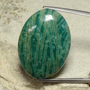 Amazonita Verde azulado médio Natural 40.90ct, Corte Oval, Opaco