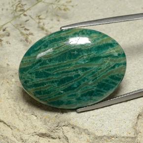 Amazonita Verde azulado médio Natural 40.90ct, Corte Oval, Opaco
