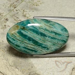 Amazonita Verde médio Natural 35.34ct, oval, Opaco