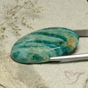 Amazonita Verde médio Natural 35.34ct, oval, Opaco