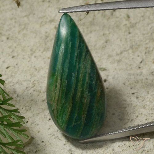 Amazonita verde natural 17,59ct, formato de pêra, opaco