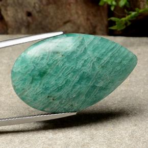 Amazonita Verde azulado médio Natural 26,17ct, Formato de pêra, Opaco