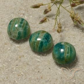 Pedras preciosas de Amazonita Verde médio-escuro natural de 10.97 ct, Redondo, Opaco