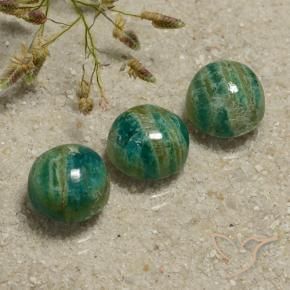 Pedras preciosas de Amazonita Verde médio-escuro natural de 10.97 ct, Redondo, Opaco