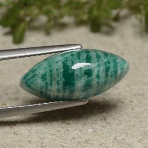 Amazonita verde natural 5,68ct, marquise, opaco