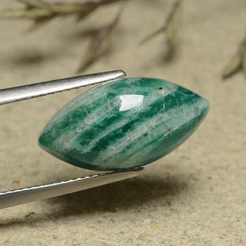 Amazonita verde pinho natural 7,54ct, marquise, opaco