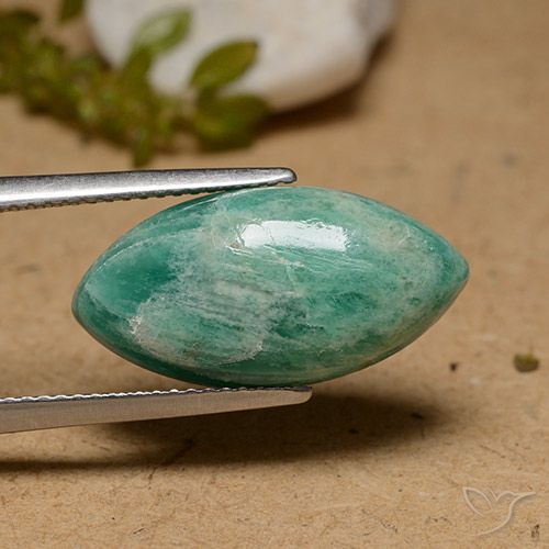 7.57ct Natural Verde Frio Amazonita, Marquesa, Opaco