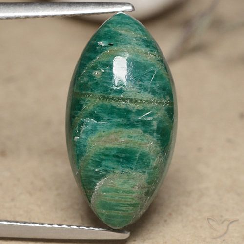 Amazonita verde pinho natural 9,57ct, marquise, opaco
