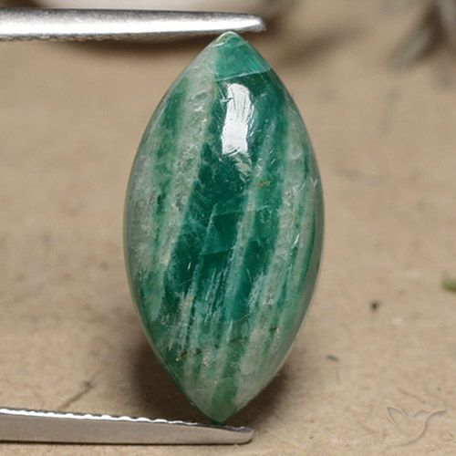 Amazonita Verde médio-escuro Natural 8.12ct, Marquesa, Opaco