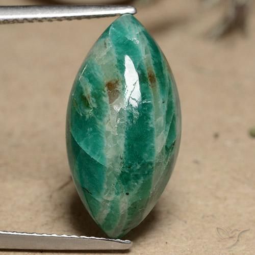 Amazonita verde de 8,23 quilates, corte Marquise de 20 x 10,2 mm de Madagascar, Photo A