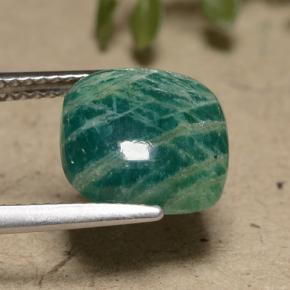 Amazonita verde escuro Natural 3,73ct, Almofada cortada, Opaco