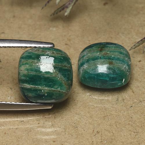 Pedras preciosas de Amazonita Verde médio-escuro natural de 9.08 ct, Almofada cortada, Opaco