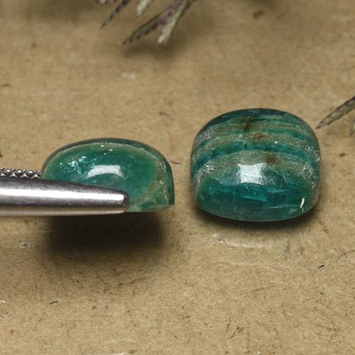 Pedras preciosas de Amazonita Verde médio-escuro natural de 9.08 ct, Almofada cortada, Opaco