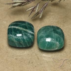 Pedras preciosas de Amazonita Verde médio-escuro natural de 10.69 ct, Almofada, Opaco