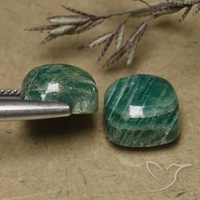 Pedras preciosas de Amazonita Verde médio-escuro natural de 11.22 ct, Almofada, Opaco