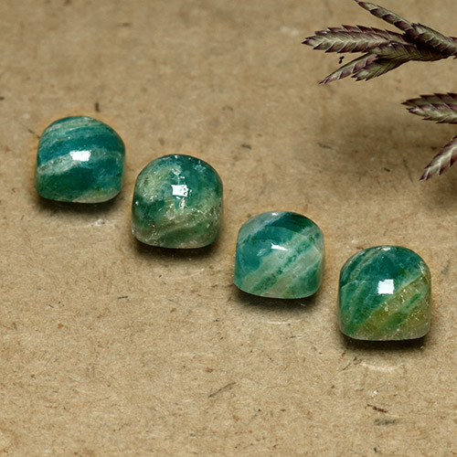 Pedras preciosas de Amazonita verde escuro natural de 3,45 ct, Almofada cortada, Opaco