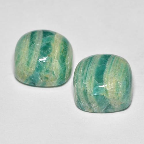 Pedras preciosas de amazonita verde médio natural de 11,85 ct, almofada cortada, opaco