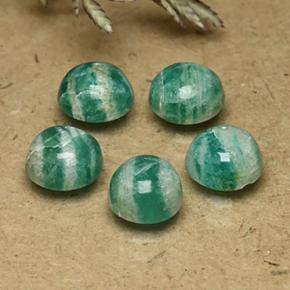 Pedras preciosas de amazonita verde médio natural de 4,07 ct, corte redondo, opaco