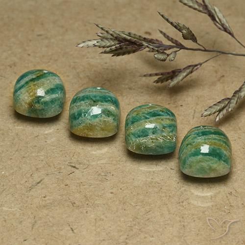 Pedras preciosas de Amazonita Verde médio-escuro natural de 8.58 ct, Almofada, Opaco