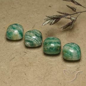 Pedras preciosas de Amazonita Verde médio-escuro natural de 8.10 ct, Almofada, Opaco
