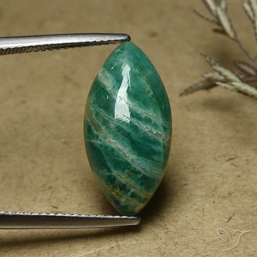 6.82ct Natural verde pinho Amazonita, Marquesa, Opaco