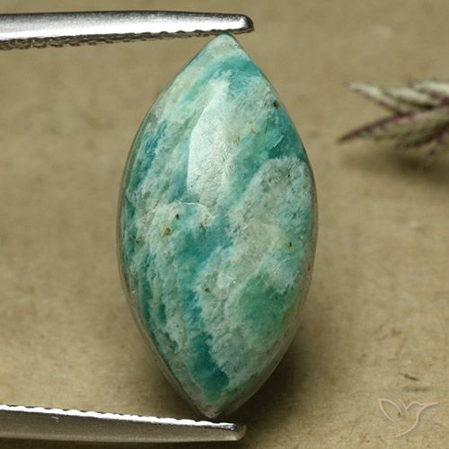 6.84ct Natural verde pinho Amazonita, Marquesa, Opaco