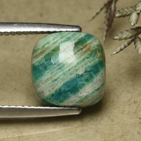 Amazonita verde pinho natural 3,95ct, almofada cortada, opaco