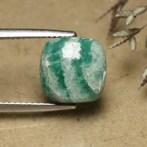 Amazonita Verde Frio Natural 5,96ct, Almofada cortada, Opaco