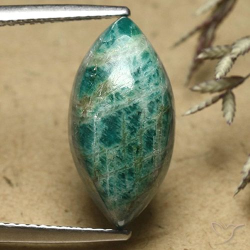 7.17ct Natural verde pinho Amazonita, Marquesa, Opaco