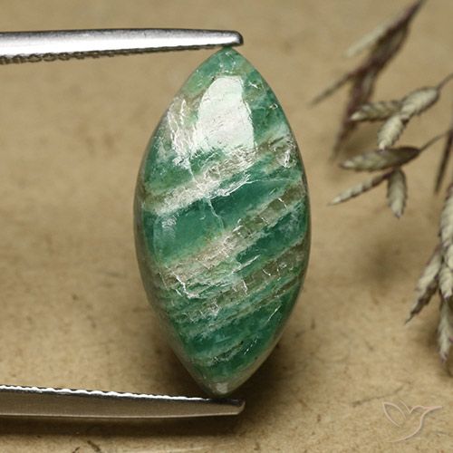 6.79ct Natural Verde Pinho Frio Amazonita, Marquesa, Opaco