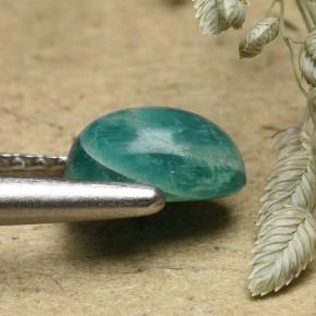 Amazonita verde natural 0,87ct, almofada cortada, opaco