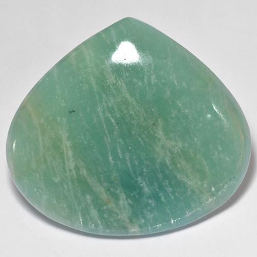 Amazonita verde natural 41,77ct, formato de pêra, translúcido