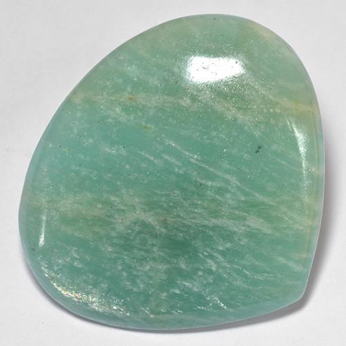 Amazonita verde natural 41,77ct, formato de pêra, translúcido