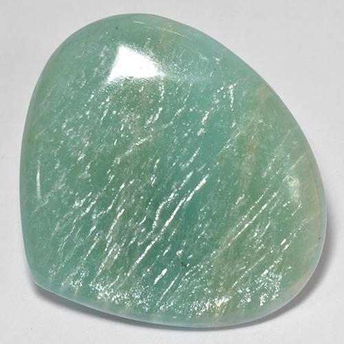 Amazonita verde natural 41,77ct, formato de pêra, translúcido