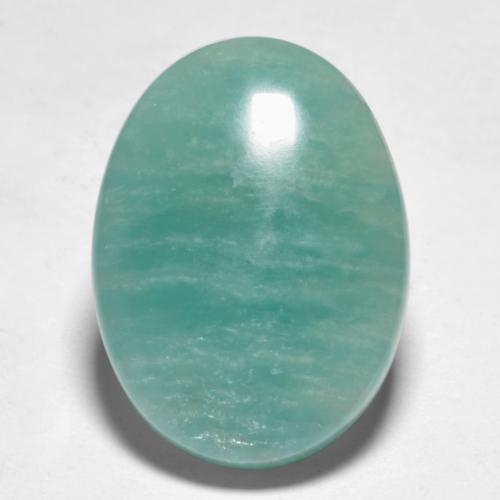 Amazonita verde azul tom natural 10,39ct, corte oval, translúcido