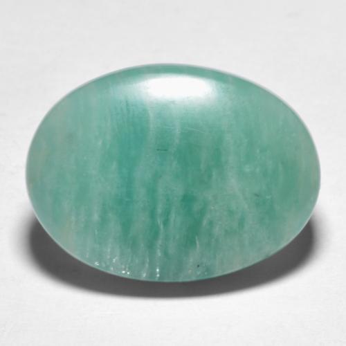 Amazonita verde azul tom natural 10,39ct, corte oval, translúcido