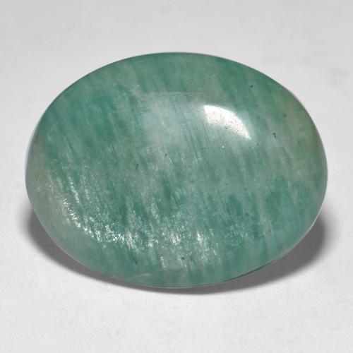Amazonita verde azulado médio natural 27,07ct, corte oval, translúcido