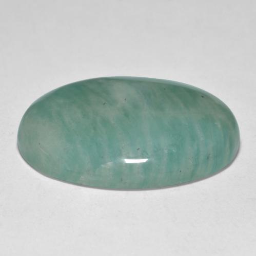 Amazonita verde azulado médio natural 27,07ct, corte oval, translúcido