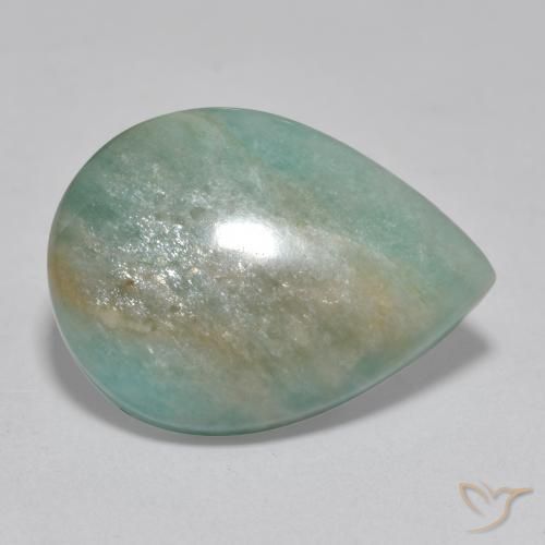 Amazonita Verde Azul Tom Natural 16.57ct, Formato de pêra, Translúcido