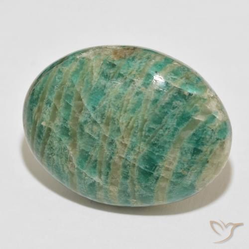 Amazonita verde escuro Natural 60.70ct, oval, Opaco