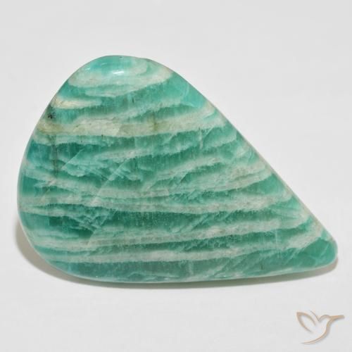 Amazonita Verde Frio Natural 51.56ct, Formato de pêra, Opaco