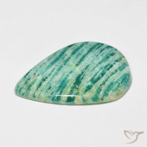 Amazonita Verde Frio Natural 32.33ct, Formato de pêra, Opaco